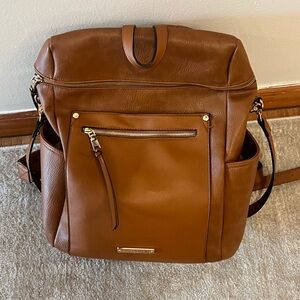 Poppies & Peonies Commuter Backpack — Cognac (Excellent Used Condition)
